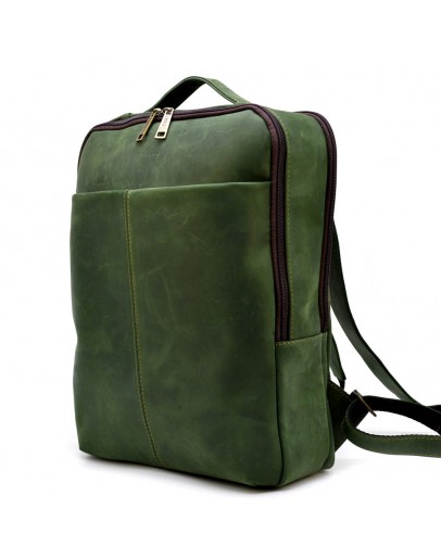 Фотография Зеленый винтажный кожаный рюкзак унисекс TARWA RE-7280-3md