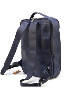 Кожаный удобный рюкзак синий унисекс TARWA RK-7280-3md