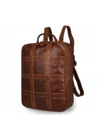 Винтажный кожаный мужской коричневый рюкзак 77302