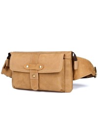 Мужская винтажная поясная коричневая сумка 73025B