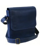 Фотография Синяя кожаная мужская плечевая сумка 73114-SGE