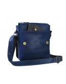 Фотография Синяя кожаная мужская плечевая сумка 73114-SGE
