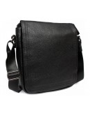 Фотография Черная удобная кожаная сумка на плчео 7314kt