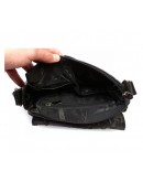 Фотография Черная удобная кожаная сумка на плчео 7314kt