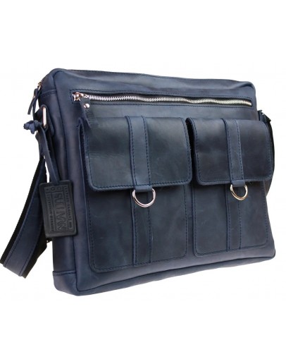 Фотография Синяя винтажная кожаная мужская сумка на плечо 7344022-SKE