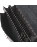 Фотография Кожаный чёрный мужской портфель 71-rvm c коричневой нитью