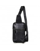 Фотография Чёрный рюкзак на одну шлейку из гладкой кожи 74002a