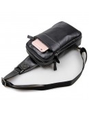 Фотография Чёрный рюкзак на одну шлейку из гладкой кожи 74002a