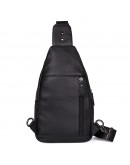 Фотография Черный мужской рюкзак, слинг мужской кожаный 74008