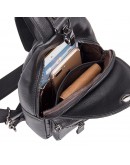 Фотография Черный мужской рюкзак, слинг мужской кожаный 74008