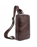 Фотография Кожаный мужской рюкзак-слинг коричневый 74010C