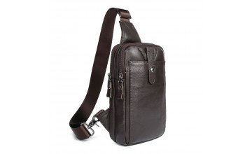 Мужской коричневый кожаный рюкзак слинг 74018C