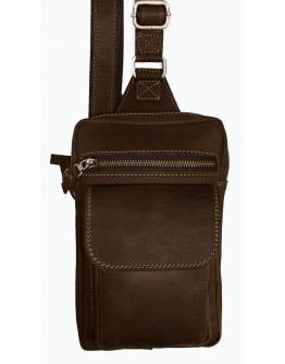Коричневий мужской кожаный слинг с накладным карманом 7448291-SKE