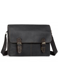 Кожаная мужская черная удобная прочная сумка 76002A-22