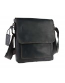 Фотография Вертикальная черная кожаная мужская сумка на плечо 76232-SKE
