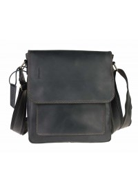 Вертикальная черная кожаная мужская сумка на плечо 76232-SKE