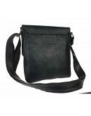 Фотография Вертикальная черная кожаная мужская сумка на плечо 76232-SKE
