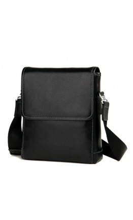 Чёрная плечевая мужская сумка среднего размера 7685-1A