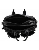 Фотография Мужская черная кожаная сумка трансформер рюкзак 77014A-1