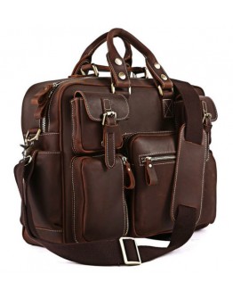 Большая повседневная мужская коричневая сумка 77028R-1