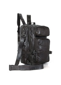 Большая вместительная серая кожаная сумка - рюкзак 77039i