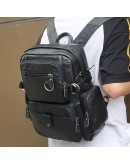 Фотография Черный кожаный мужской рюкзак - сумка на плечо 77042A