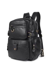 Черный кожаный мужской рюкзак - сумка на плечо 77042A