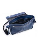 Фотография Синяя мужская кожаная сумка через плечо 77045N