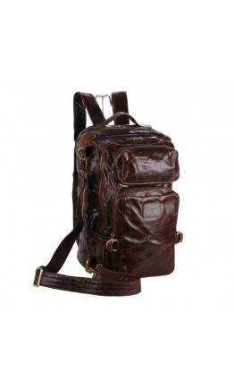 Кожаный мужской рюкзак большой коричневый 77048