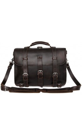 Большая кожаная винтажная мужская коричневая сумка 77072Q
