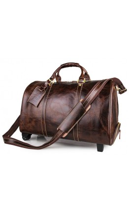 Мужская кожаная дорожная сумка, с колесиками 77077LC