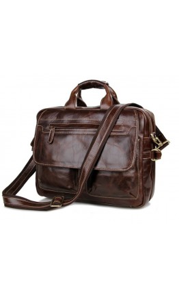 Кожаная коричневая удобная мужская сумка 77085c-1