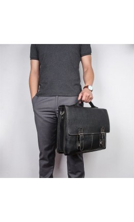 Стильный безупречный портфель черно-коричневого цвета 77090A