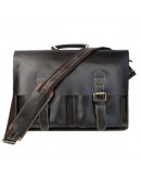 Фотография Гладкий коричневый мужской кожаный портфель 77105c