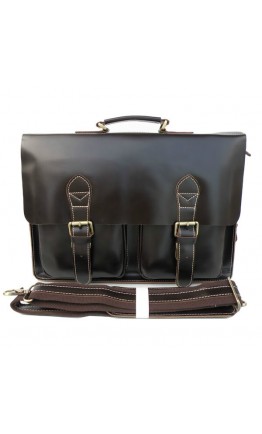 Гладкий коричневый мужской кожаный портфель 77105c