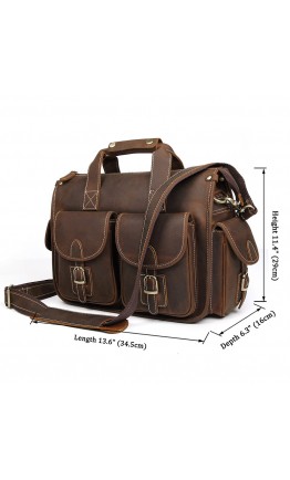 Мужской кожаный портфель - сумка коричневая 77106