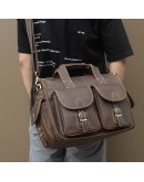 Фотография Мужской кожаный портфель - сумка коричневая 77106
