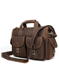 Мужской кожаный портфель - сумка коричневая 77106