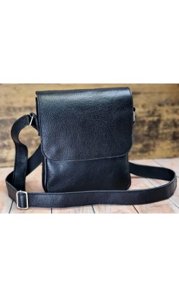 Кожаная мужская сумка на плечо черная 7711219-SGE