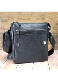 Кожаная мужская сумка на плечо черная 7711219-SGE