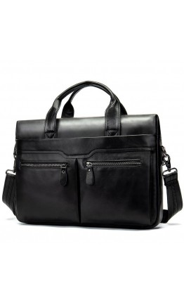 Черная кожаная мужская сумка для документов 77122-A11 Black