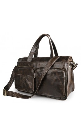 Вместительная мужская сумка темно-коричневого цвета 77138Q