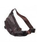 Фотография Кожаная сумка на пояс коричневого цвета 77211C