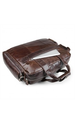 Кожаная коричневая мужская вместительная сумка 77219C-3С