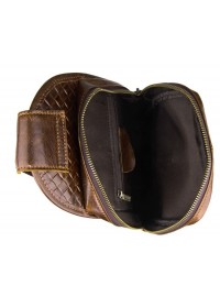 Мужской кожаный рюкзак коричневый на плечо 77250B