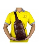 Фотография Мужской кожаный рюкзак коричневый на плечо 77250B