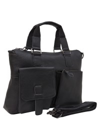 Кожаная чёрная мужская мягкая сумка 77264a-1