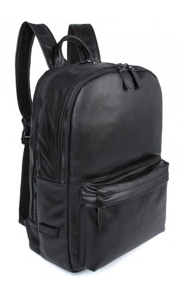 Большой черный кожаный модный мужской рюкзак 77273A