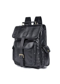 Черный оригинальный мужской кожаный рюкзак 77283A