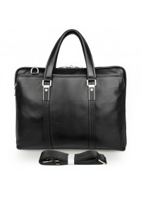 Чёрная кожаная мужская сумка портфель 77326a